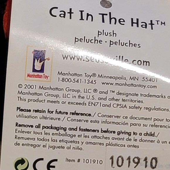 VINTAGE 2001 DR SEUSS CAT IN THE HAT plush stuffed animal - Picture 9 of 12